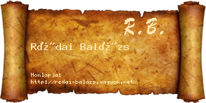 Rédai Balázs névjegykártya